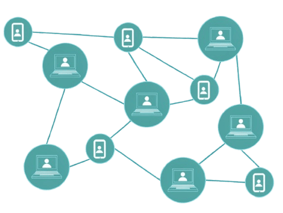Datos y usuarios conectados por blockchain creando una red de confianza